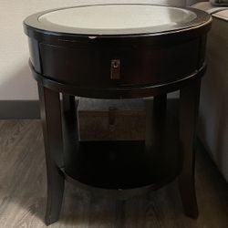 Black Mirror-Topped Side Table