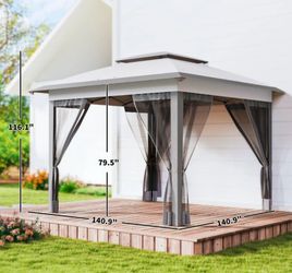 New In Box‼️Pop Up Canopy Tent with Netting & Carry Bag, Gray, 11.7' x 11.7' x 9.7' Size