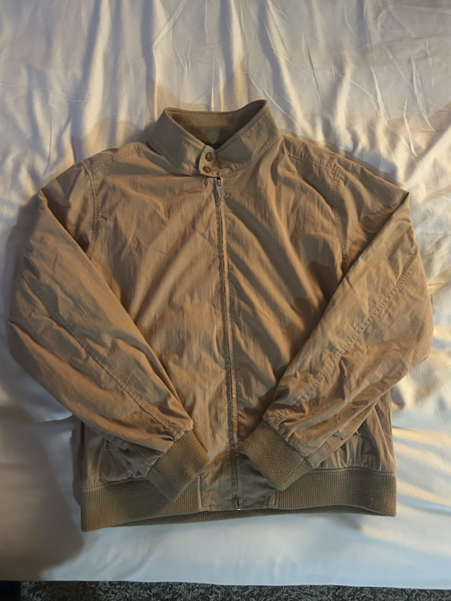 Merona Size Large Men’s Beige Zip Up Bomber Jacket