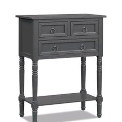 🆕 Brand New Gray Accent Console Table with Drawers & Shelf – Elegant and Functional