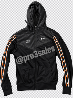Nike Black Orange Swoosh Full Zip Hooded Track Jacket Men's Size Large