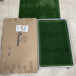 Pawaboo Dog Training Grass Pad with Metal Tray New Unused 35” x 24”  