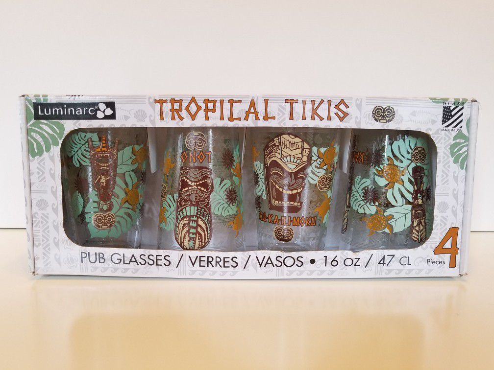 Pub Glass Collectible Tropical Tikis New In Box