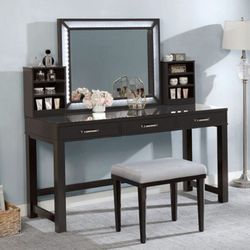 Brand New Obsidian Grey Vanity + Stool