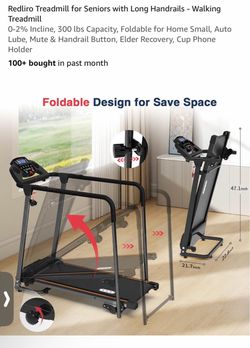 Redliro Foldable Walking Treadmill with Long Handrails
