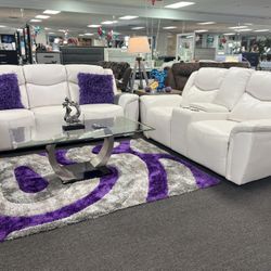White Power Recliner Sofa& Loveseat Set (Furniture Assembly) For Sale 35% 