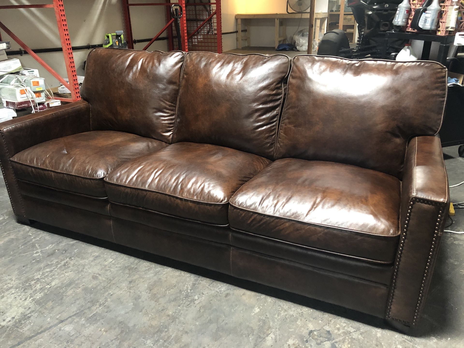 Costco Luca 3 piece Top Grain Leather Set plus ottoman for Sale