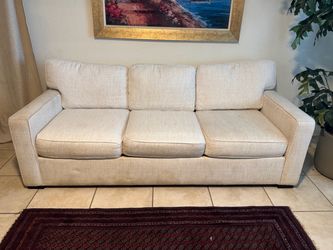 Cream/Beige 3-Seat Sofa - 85”L