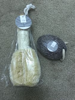 Bath scrubber and lava pumice total $10