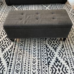 Ottoman *STORAGE* Upholstered W/ Nailhead Accents