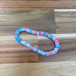 Colorful pink and blue Beaded stretch Bracelet- handmade 