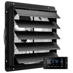 24 Inch Shutter Exhaust Fan with Temp Humidity and Speed Touchscreen Controller, 10-Speed Wall Mount Fan for Attic, Greenhouse, Garage, Chicken Coop V