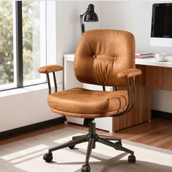 Mid Brown Office Chair Adjustable Swivel Desk Chair