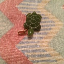 1 Inch Long Hand Carved Jade Turtle Charm/ Pendant 