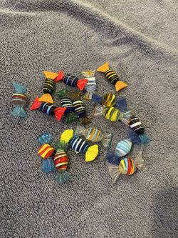 17 Pieces Of Hand Blown Glass Candy