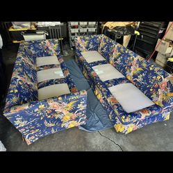 Sloane Navy Blue Opulent Print 2pc Sofa Set GREAT CONDITION!