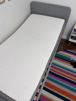 Ikea Twin Bed, Mattress, Foam Topper, Sheet set and Comforter
