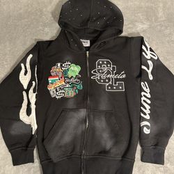 Black Slimeto Zip Up Hoodie 