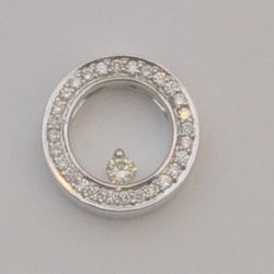 14K White Gold Wide Round 0.36 Tcw Diamond Charm Pendant P2