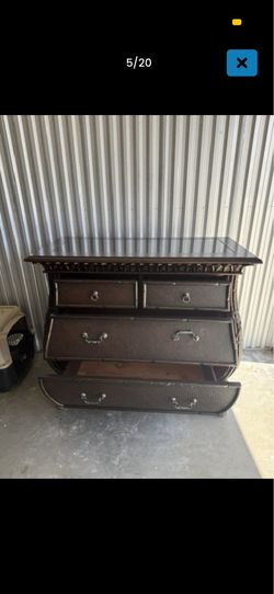 Dark Wood Dresser with Ornate Detail