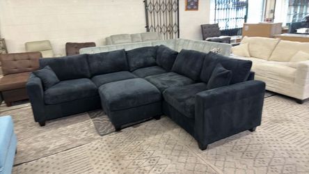 New Corduroy Sectional Sofa Couch with Ottoman! Free Delivery 🚚!Free Assembly!