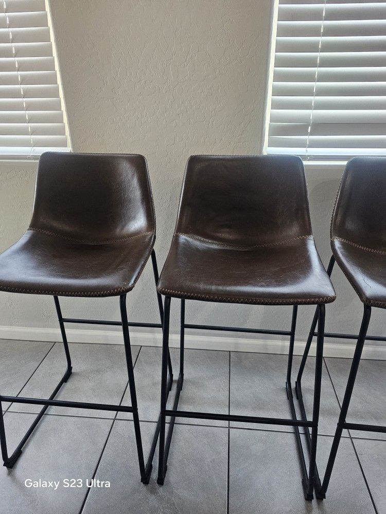 3 All Leather Bar Stools