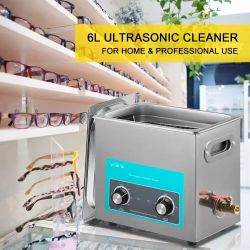 6L Ultrasonic Cleaner, 304 Stainless Steel Professional Knob Control, Ultrasonic Cleaner with Heater Timer for Jewelry Watch Glasses Circuit Board Den