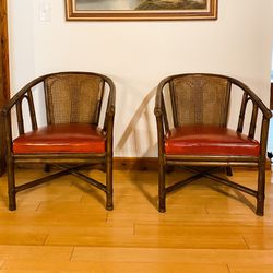McGuire Cane-backed Rattan Barrel Chairs