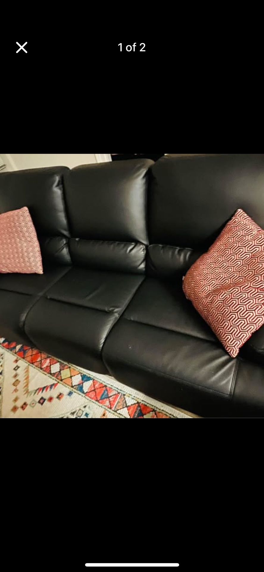 Reclining Leather Sofa- Black 3 Seater