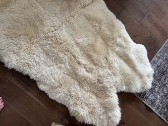 Cream ivory sheep skin rug