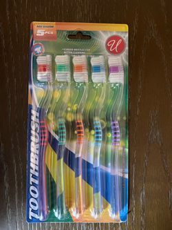 5 pack MEDIUM strength curved transparent toothbrush