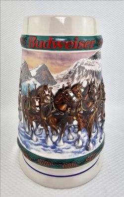 Budweiser 1993 Special Delivery Holiday Stein Mug Clydesdales