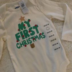 NWT Old Navy Unisex 18-24 Month Boys Girls MY FIRST CHRISTMAS Bodysuit