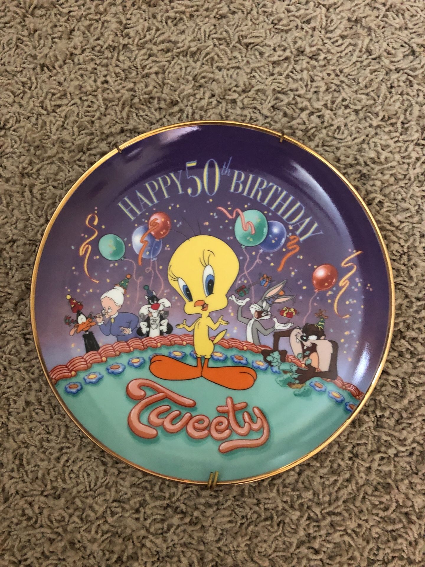 Limited Edition Happy 50th Birthday Tweety Bird Porcelain Plate No. LA5679