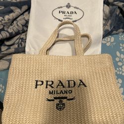 PRADA- woven tote bag