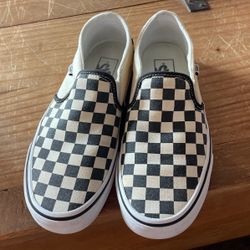 Size 8 Women- VANS CAP Black Checkerboard - NO BOX
