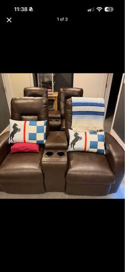 2-Seat Leather Theatre Seating