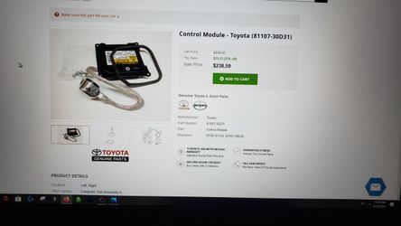 2006 - 2009 toyota prius headlight balast/computer oem 81107-30D31