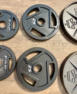 BRAND NEW Set Of Olympic Cast Iron Weight Plates  from 5s to 45s  Pounds [Total: 240 lbs]