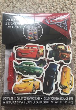 Disney Pixar cars bath foam stickers net bag NIP