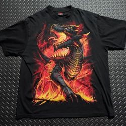 Spiral Direct Clothing dragon front and back all over print T-shirt size XL