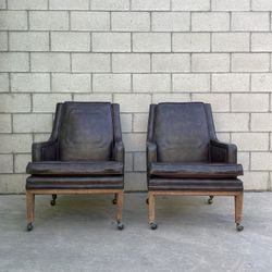 Leather Vintage Antique Mid Century Modern Chairs