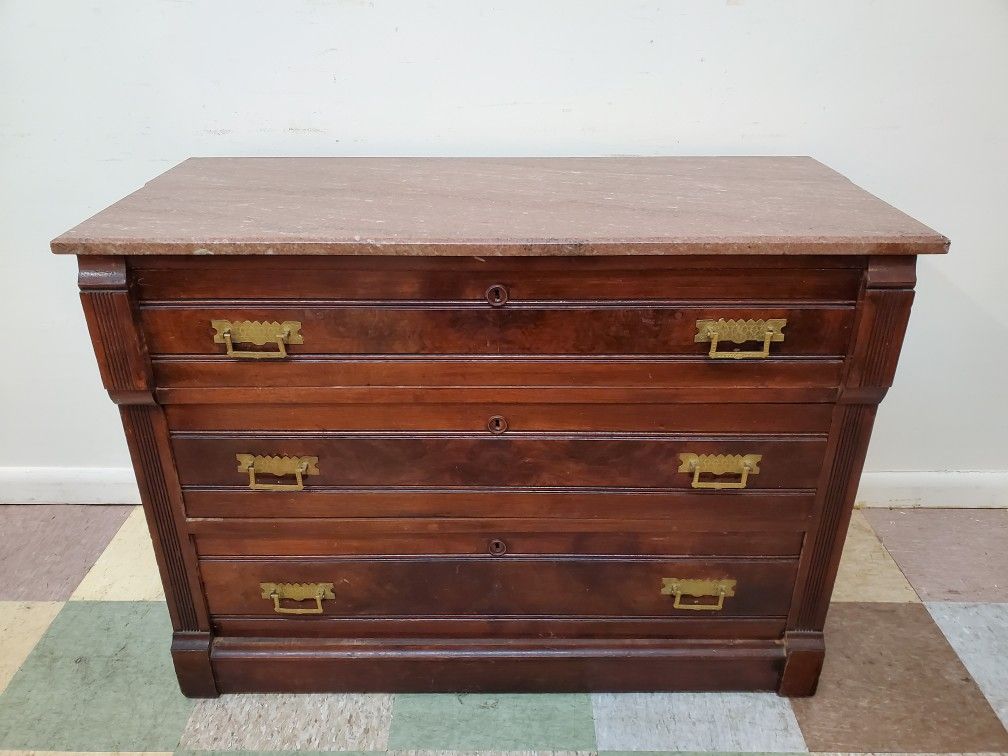 Antique Marble Dresser - 3 Drawer Dresser