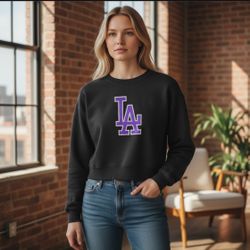 Vintage Black Cropped LA Sweatshirt – Purple Logo