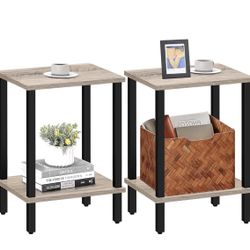 TUTOTAK End Table, Set of 2, Side Table, Nightstand, 2-Tier Storage Shelf, Sofa Table for Small Space, Living Room, Bed Room TB01BG035