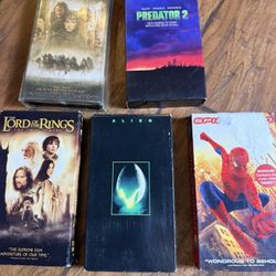 Take all VHS  5pcs  Tested  The Lord of the Rings The Fellowship of the Ring The Lord of the Rings The Two Towers  Predator 2  Alien  Spiderman