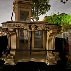 Console table with marble top and real wood