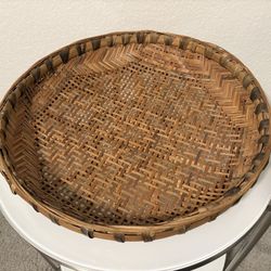 16” Vintage Winnowing Basket Handwoven