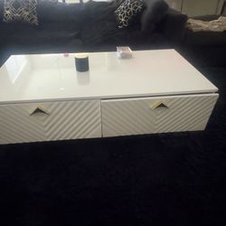 🔥 Moving Sale! White & Gold Modern Glam Coffee Table + TV Stand Set