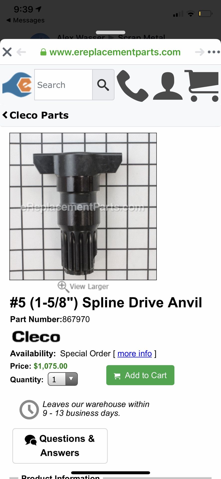 Spline drive anvil